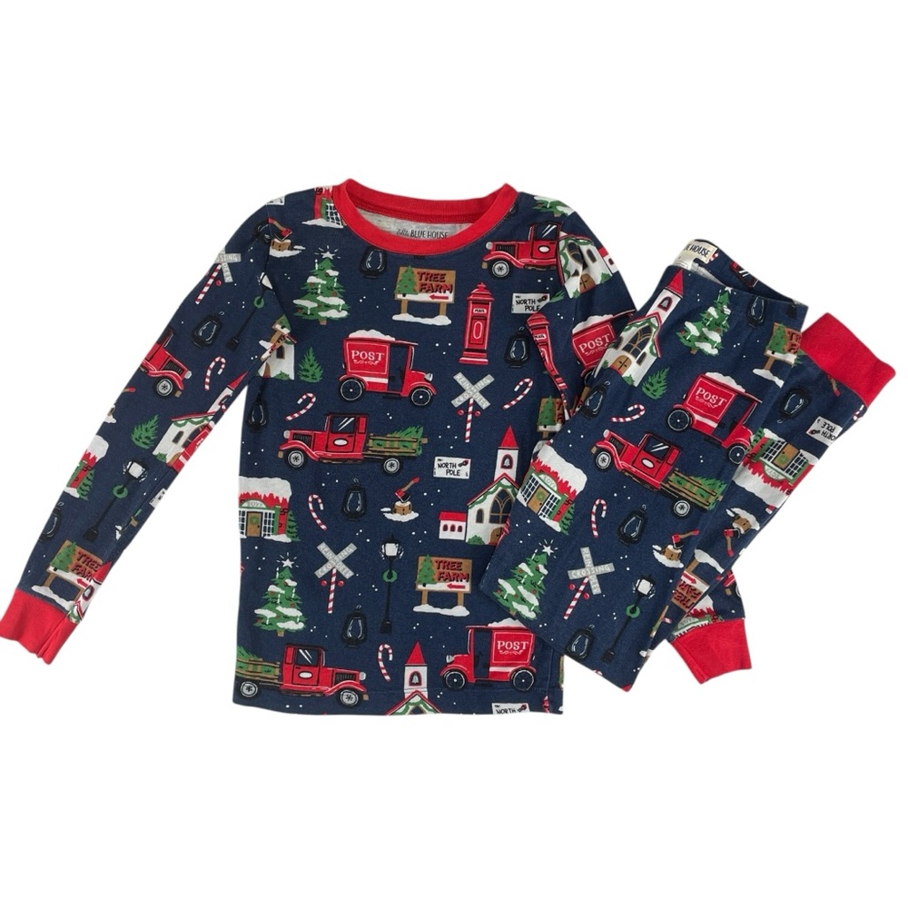 Little Blue House Kids Christmas Village Holiday Pajama Set Size 8